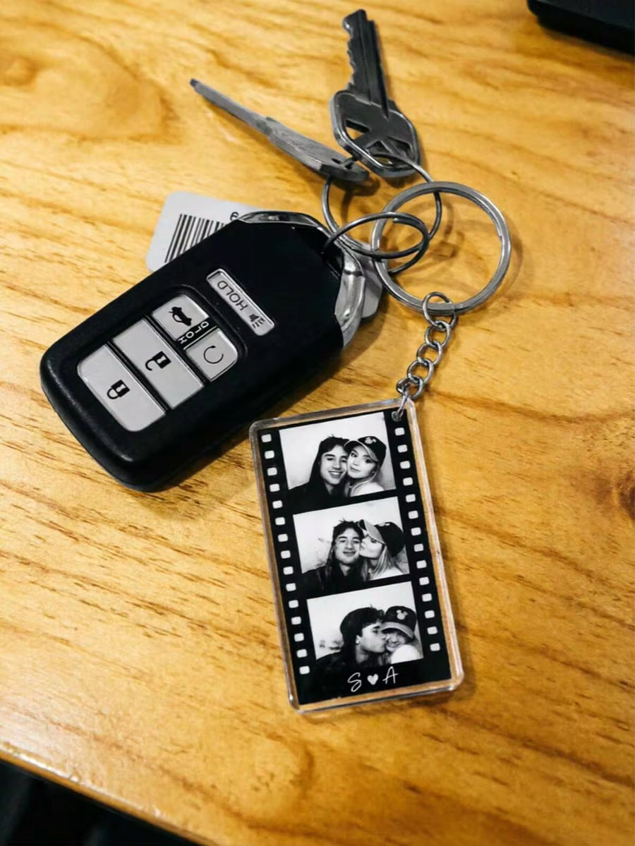 Customized Photo Acrylic Keychain, Valentine's Day Gift (Suitable For Both Men And Women), Couples Keychain, Personalized Photo Keychain, Anniversary Gift, Personalized Photo Strap Pendant, For Family, Wedding, Birthday Gift, Father's Day Gift